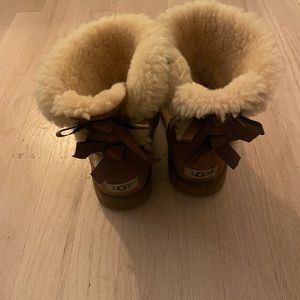 Size 4 UGG boots with satin bows